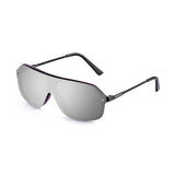 Matt black frame and tips  silver mirror flat lens matt black metal temple 