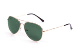 Gold frame with green lens