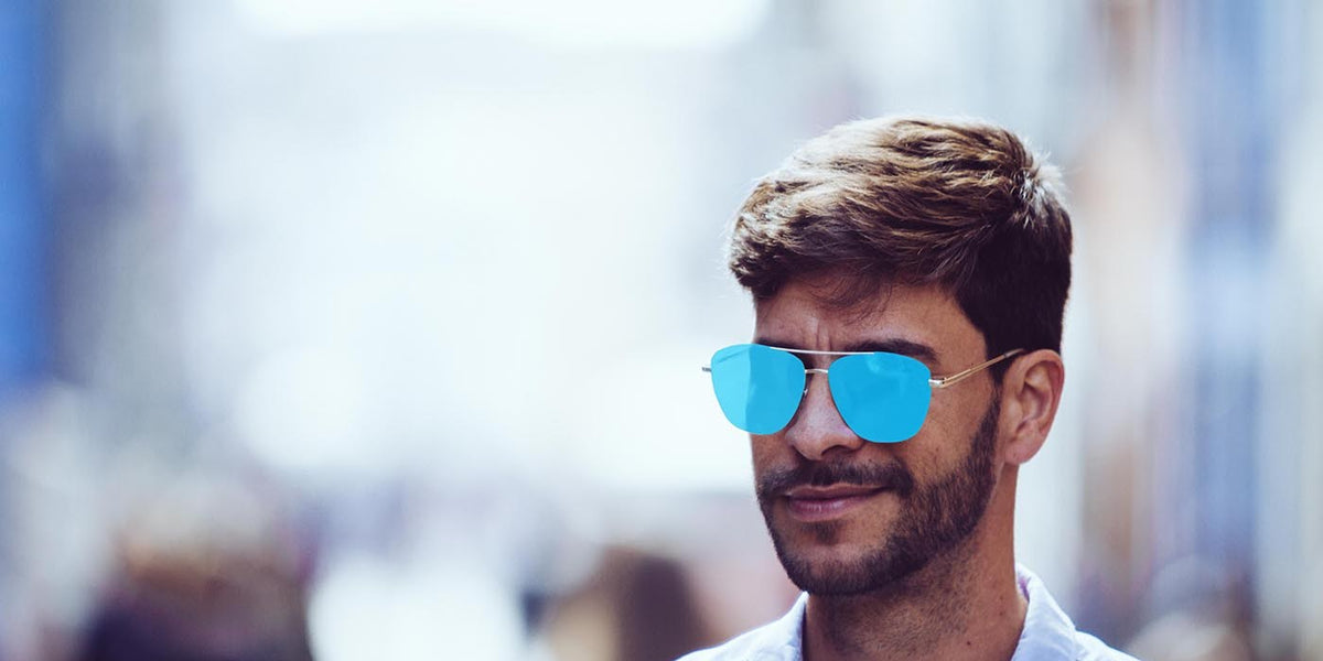 Man wearing Sunpers San Francisco aviator sunglasses