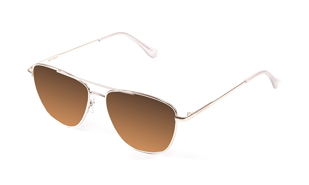 gafas de sol sunpers sunglasses modelo san francisco aviador montura metal dorado lente marrón gradiente
