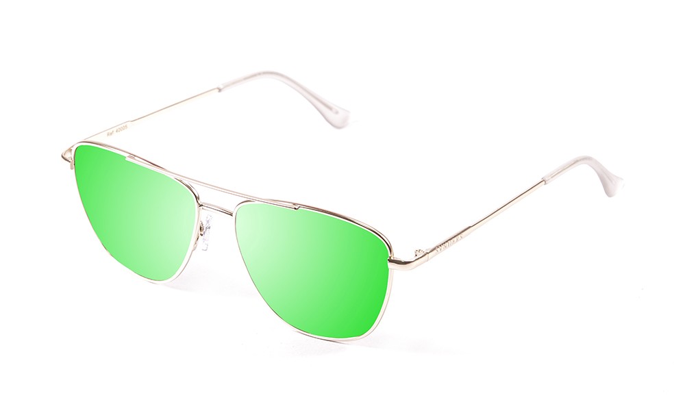 gafas de sol sunpers sunglasses modelo san francisco aviador montura metal dorado lente verde espejo