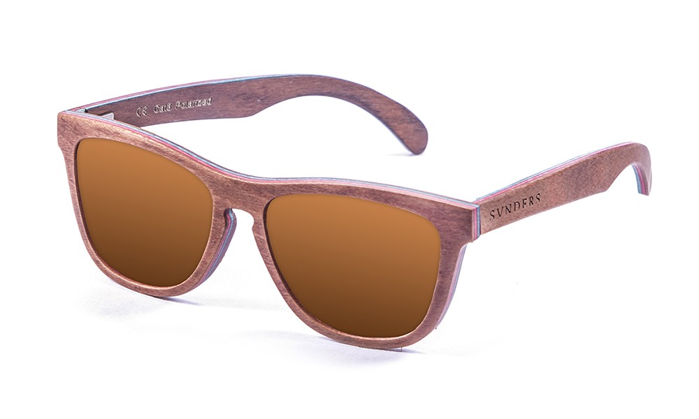 San Francisco gafas de sol de madera de skate marrón pequeña