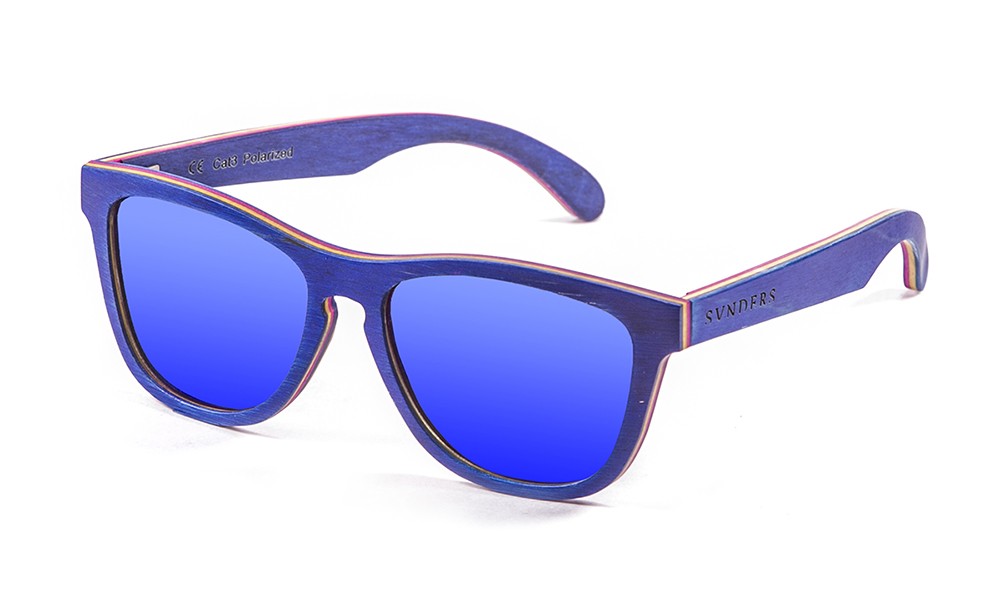 San Francisco gafas de sol de madera de skate azul pequeña