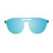Matte black, metal gold temple, revo sky blue flat