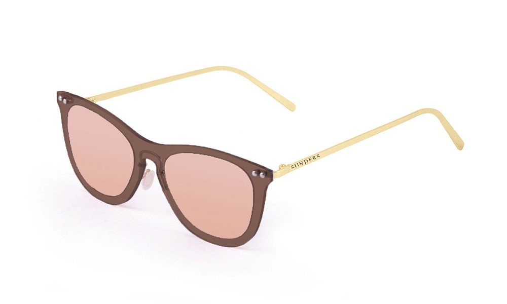 Sunglasses - transparent brown/ metal gold temple | SUNPERS 
