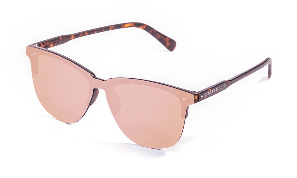 Gafas de sol sunpers flat clubmaster lente rosa espejo frame carey mate