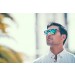 Gafas de sol sunpers flat clubmaster lente rosa espejo frame carey mate frontal