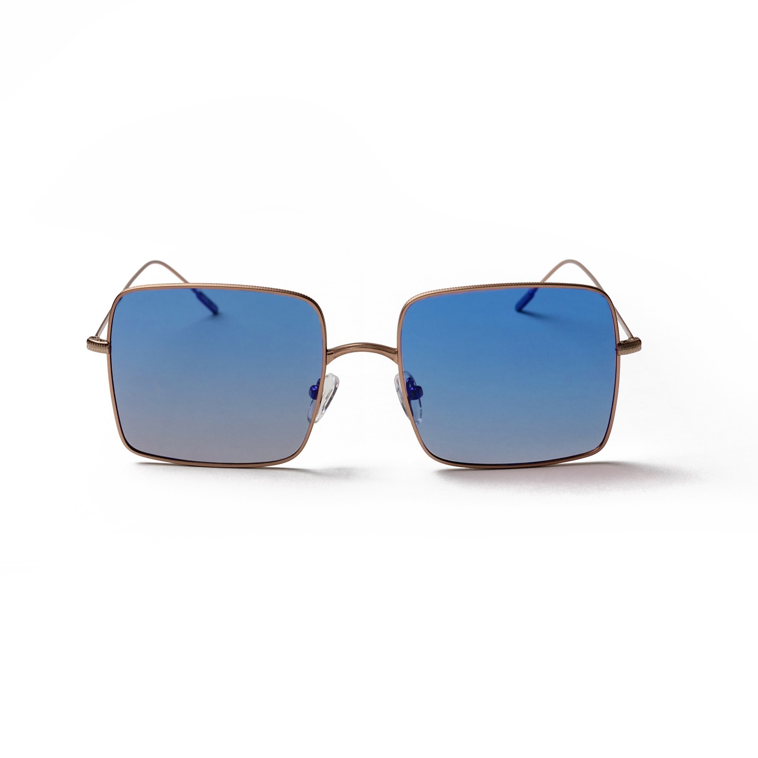Gold frame blue lens sunglasses top