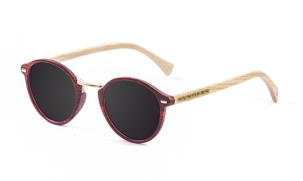 bambu natural, marrom frontal, lente fumê