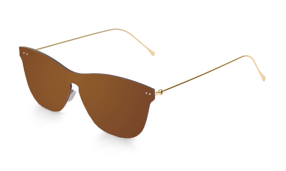 Plana espacial revo lente marrom com metal dourado
