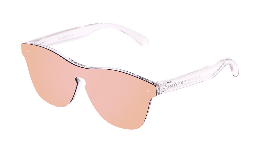 Óculos de sol SUNPERS modelo São Francisco armação de policarbonato branco mate transparente lente rosa frontal