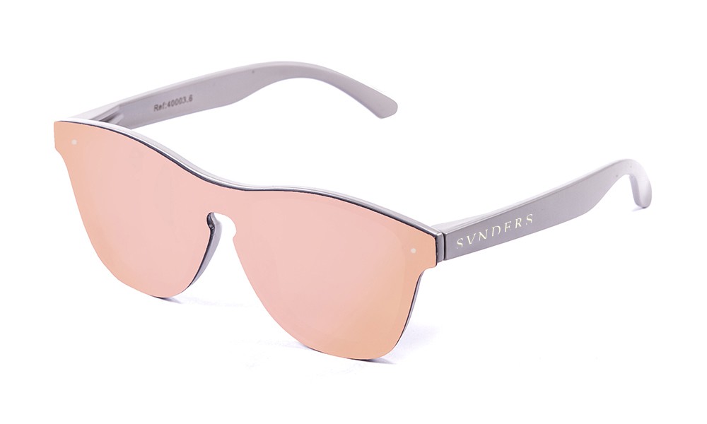 Óculos de sol SUNPERS modelo São Francisco armação de policarbonato cinza mate lente rosa espelhada