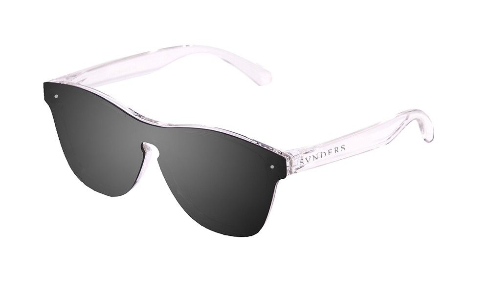 Óculos de sol SUNPERS modelo São Francisco armação de policarbonato branco mate transparente lente preta