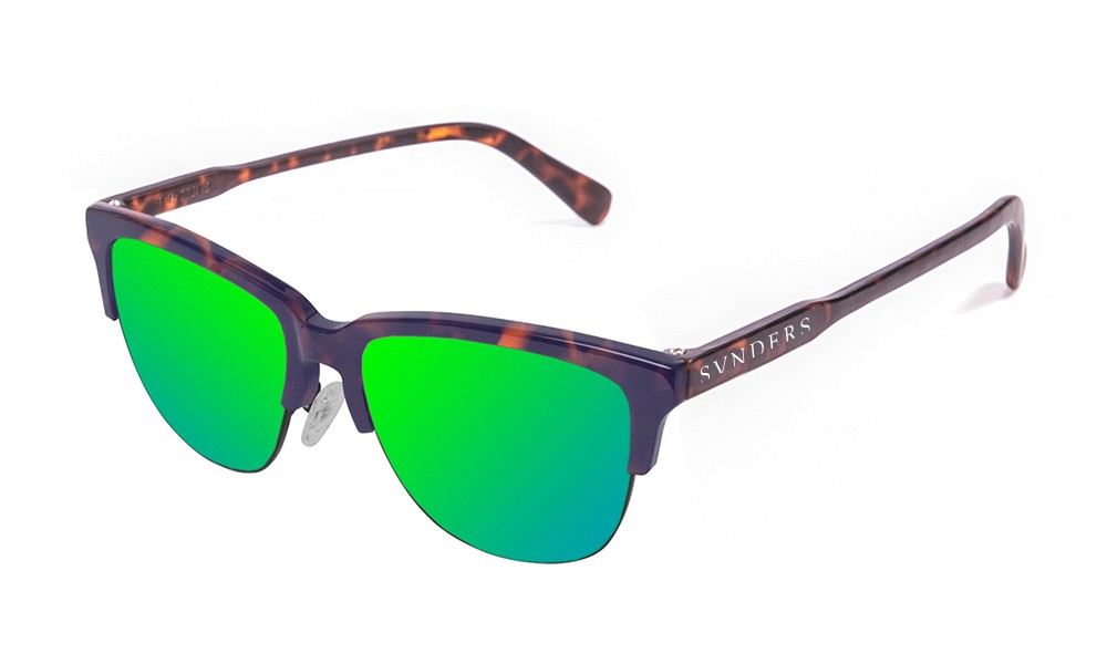 Óculos de sol sunpers São Francisco clubmaster armação carey mate lente verde espelhada