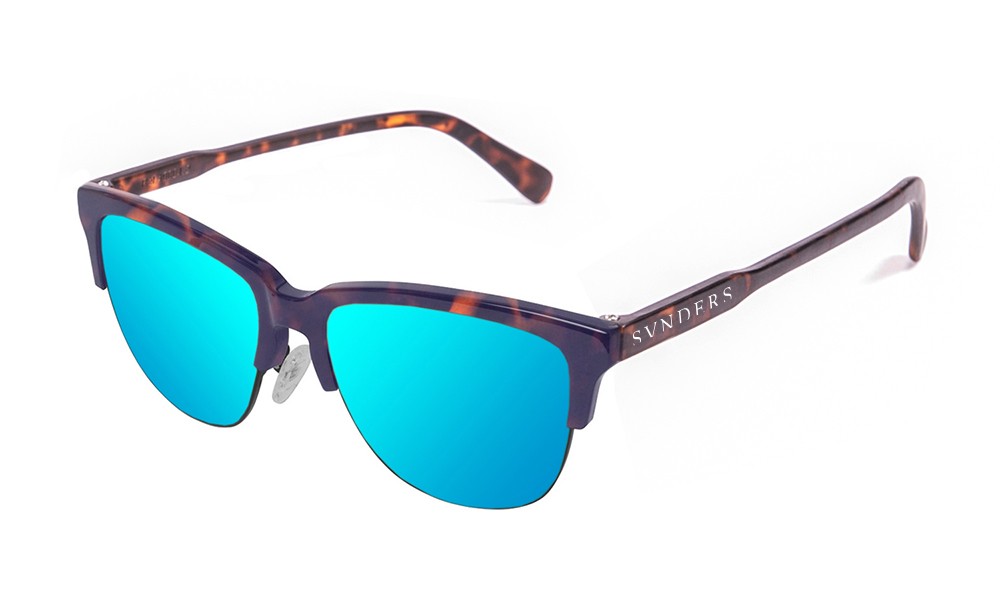 Óculos de sol sunpers São Francisco clubmaster armação carey mate lente azul céu espelhada