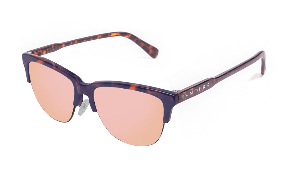 Óculos de sol sunpers São Francisco clubmaster armação carey mate lente rosa espelhada