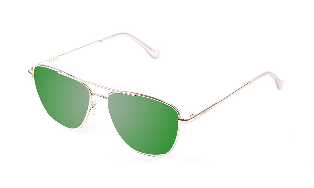 óculos de sol sunpers sunglasses modelo são francisco aviador armação metal dourada lente plana verde