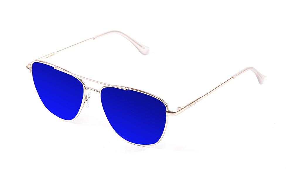óculos de sol sunpers sunglasses modelo são francisco aviador armação metal dourada lente azul escuro