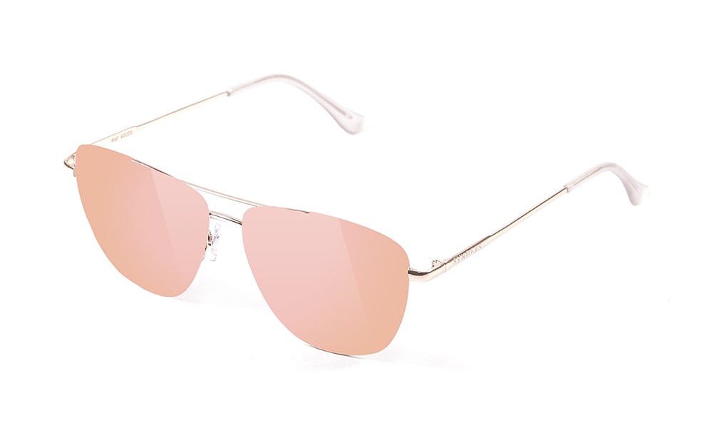 armação metal dourado brilhante com lente plana rosa