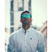 San Francisco - Lente plana clubmaster / revo / carey mate / azul cielo (gafas)