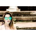 San Francisco - Lente plana clubmaster / revo / carey mate / azul cielo (gafas)
