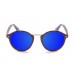 bambu marrom, marrom, revo lente azul com haste branca/azul escuro