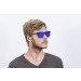 San Francisco - Lente plana clubmaster / revo / negro mate / azul (gafas