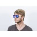 AMERICA gafas de sol de madera de bambú lente azul pequeña