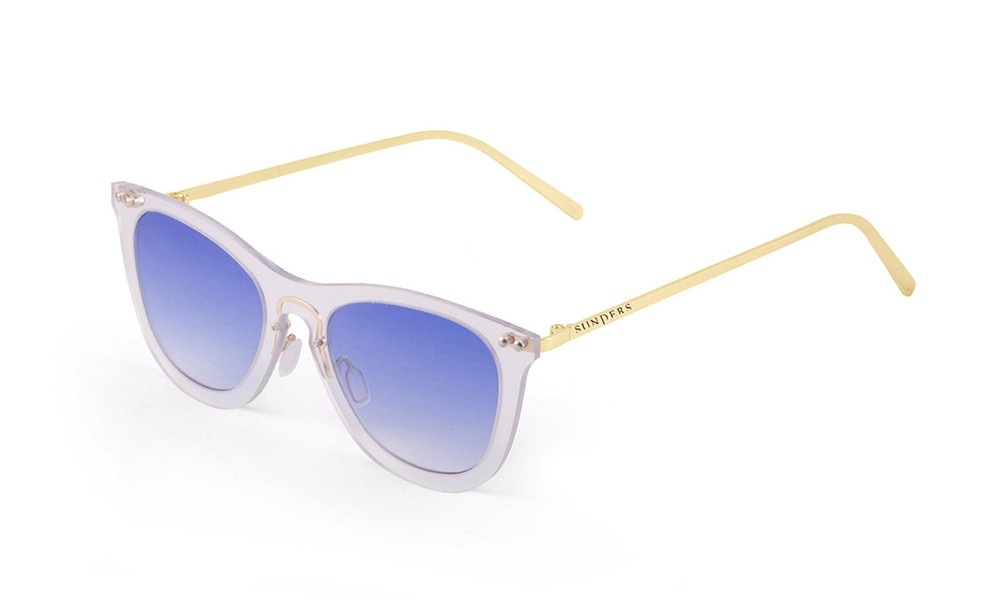 Sunglasses - transparent white/ metal gold temple | SUNPERS 