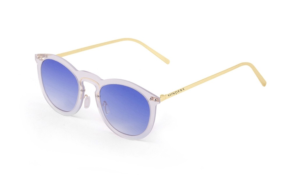 Sunglasses - transparent white/ metal gold temple | SUNPERS 