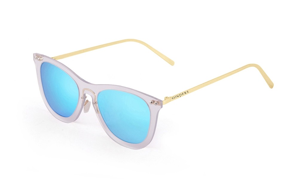 Sunglasses - transparent white/ metal gold temple | SUNPERS 