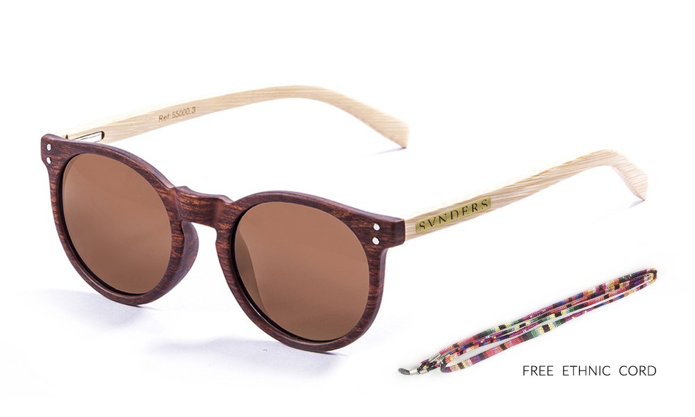 haste bambu natural, castanho frontal, lente castanho