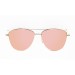armação metal dourado brilhante com revo lente plana rosa